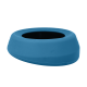 Blaue Silikon-Haustierfutterschüssel mit glattem, abgerundetem Design und breitem Rand, geeignet für Hunde oder Katzen.