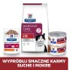 Produkty karmy dla zwierząt Hill's Prescription Diet Digestive Care, w tym suche granulki, saszetki z mokrą karmą i puszki, z etykietą "Zalecane przez weterynarzy".