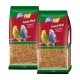 Two bags of "Fit+Fun Funny Meal" budgerigar feed, featuring colorful budgerigars on the front, each bag weighing 1 kg.