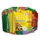 Buntes Sortiment von SmoothieDog Bites gefriergetrockneten Hundesnack-Beuteln, vorn gelber 'Huhn'-Geschmack mit Aufschriften 'BITES' und 'Freeze Dried'.