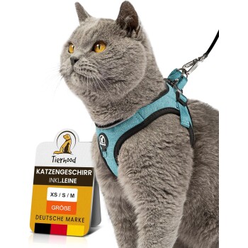Softgeschirr Katze mit Leine hellblau M
