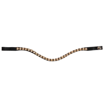 Ein stilvolles schwarzes Lederhalsband für Hunde, verziert mit funkelnden Strasssteinen, die in einem wellenförmigen Muster angeordnet sind.
