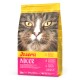 Beutel Josera Indoor Katzenfutter für ausgewachsene Katzen, gelbe und rosa Verpackung mit großem Katzenkopf, sichtbare Aufschriften 'Josera', 'INDOOR', 'ADULT', '2 kg'