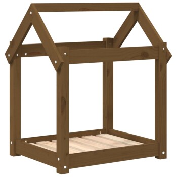 Hundebett S (61x50x70 cm) aus Kiefernholz dunkelbraun