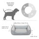 Maßstab und Größenleitfaden für Hundebetten für Rassen wie Beagle und Französische Bulldogge; externe Größe 86 cm, interne 57 cm, Höhe 24 cm.