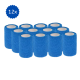 Ein Stapel von 12 blauen selbstklebenden Verbandrollen, die auf einem weißen Hintergrund präsentiert werden.