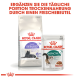 Royal Canin Katzenfutterprodukte: eine Tüte Regular Sterilised 7+ Trockenfutter und ein 85g Beutel Instinctive 7+ Nassfutter, mit Werbetext darüber.