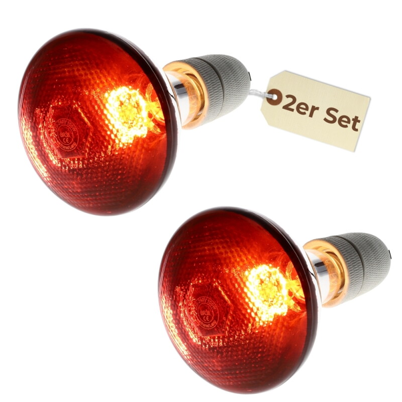 GarPet 2er Set Rotlichtlampe Wärmelampe 100 W