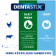 DENTASTIX Hundezahnsnacks mit Huhn- und Rindfleischgeschmack, grünem Tee-Extrakt, Eukalyptusöl und 30 % weniger Kalorien pro Stange.