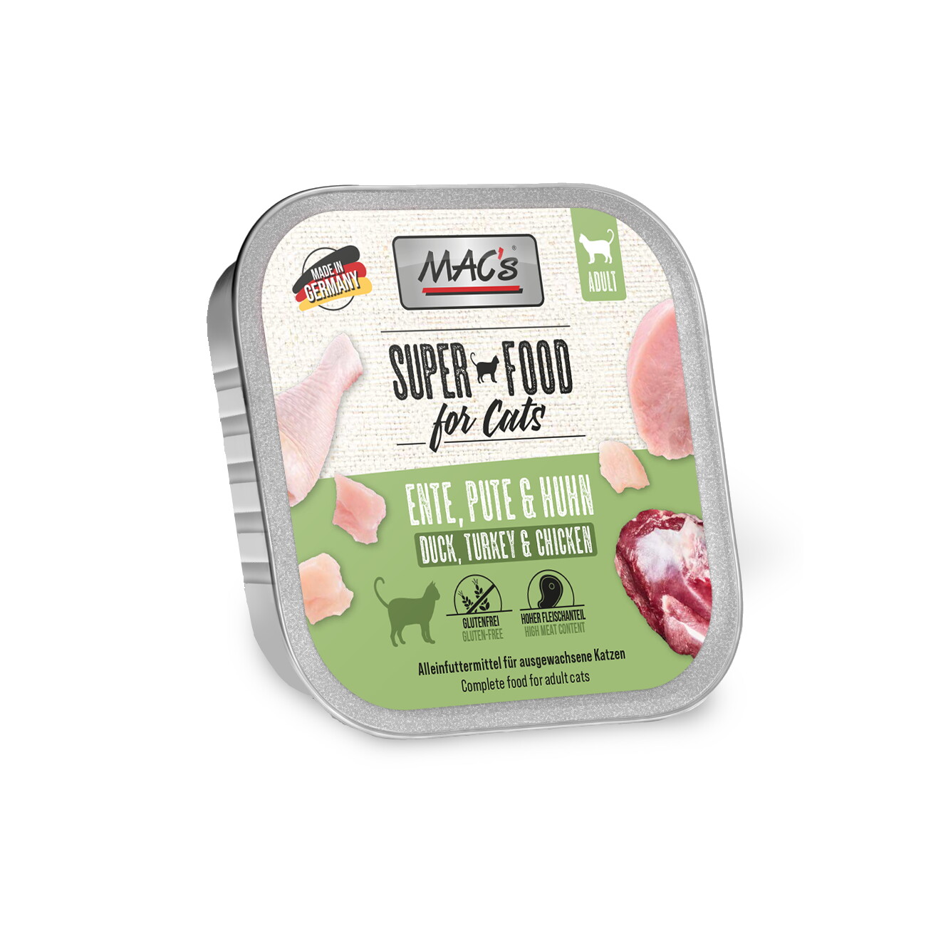 MAC's Nassfutter Katze Adult Ente, Pute und Huhn 16x100 g