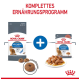 Verpackung von Royal Canin Light Weight Katzenfutter mit Trockenfutter und Nassfutter, mit einem Katzenbild und dem Text "90% nachgewiesene Ergebnisse".