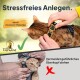 Bild von zwei Katzen in Geschirren: eine korrekt angepasst mit "Stressfreies Anlegen", die andere falsch mit "Vermeidet gefährliches Überkopf ziehen."