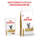 Royal Canin Urinary S/O Katzenfutterbeutel und -tüte, 'Moderate Calorie'; oberer Text 'AUCH ERHÄLTLICH ALS TROCKENNAHRUNG'.