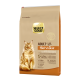 Select Gold Katzenfutterbeutel mit einer flauschigen orangefarbenen Katze, beschriftet mit 'Adult Hair & Skin', mit Text, der die Vorteile für empfindliche Haut und Fell hervorhebt.