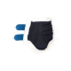 Schwarzer Pfotenschutz für Haustiere mit einem weichen weißen Futter und blauen Riemen, entworfen für Komfort und Wärme.