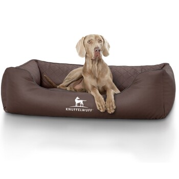 Orthopädisches Hundebett Madison aus laser-gestepptem Kunstleder braun XXL