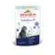 Almo Nature Intestinal Help Nassfutter für erwachsene und reife Katzen, mit einer Katzensilhouette und floralem Design, beschriftet "Mit Fisch."