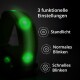Grüner LED-Haustierhalsband mit drei funktionalen Einstellungen: Dauerlicht, normales Blinken und schnelles Blinken, in deutschem Text angezeigt.