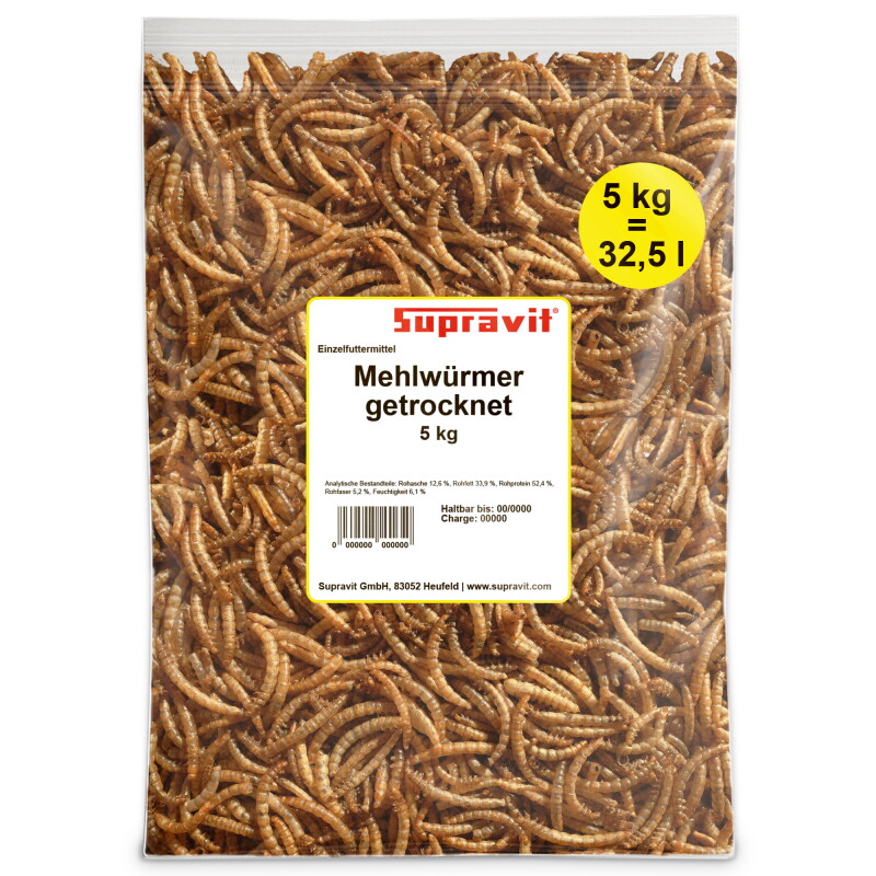 Supravit Mehlwürmer getrocknet für Vögel, Hühner, Hamster und Igel