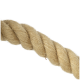 Eine Nahaufnahme eines dicken, naturfarbenen Seils, gedreht und strukturiert, geeignet für das Spielen oder Training von Haustieren.