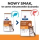 Sac d'aliment pour chats Hill's Kidney Care k/d avec portrait de chat et icônes de poisson ; texte d'en-tête « NOUVEAU GOÛT ».