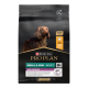 Purina Pro Plan Small & Mini Adult Hundefutter für Hunde 9+, mit einem Dackel und dem Huhn als Hauptzutat.
