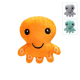 Plüsch-Oktopus Haustierspielzeug mit lächelndem Gesicht, erhältlich in Orange, Grau und Türkis.