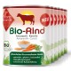 Dosen Bio-Rind-Hundefutter mit Amaranth und Karotte, gekennzeichnet mit "NEU" und "Bio," mit Details zu glutenfrei und geeignet für Allergien.