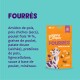Pochette orange Edgard & Cooper FOURRÉS au poulet pour friandises pour chats, avec un dessin de chat, images de croquettes et texte des ingrédients en français.