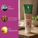 Tube mit Kätzchen-Vitaminpaste beschriftet 'Natural Kitten Vital – Mit Taurin' auf einem Holztisch; ein violettes Feld listet 'Mit Taurin', 'Mit Vitamin A, E und B', 'Mit Vitamin D3' auf.