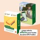 Deux boîtes de traceurs pour animaux : une orange étiquetée "Befestigung mit Klettverschluss" et une verte avec un chien, promouvant un étui gratuit avec l'achat d'un GPS.