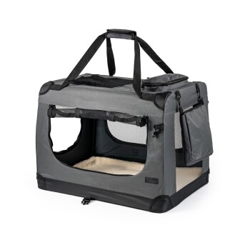 Lionto Hundetransportbox – faltbar – grau XL