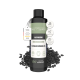 Flasche mit ALPHAZOO Schwarzkümmelöl für Hunde, mit einem Pfotenabdruck-Design, mit Text, der 'kaltgepresst' und 'Omega 3' hervorhebt.
