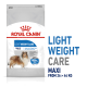 Royal Canin Light Weight Care dog food bag featuring a Collie, labeled "MAXI" for dogs 26-44 kg, claims to help limit weight gain.