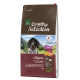 Hundefutterbeutel "Real Nature Country Selection - Alpine" mit einem Hund in den Bergen, der Truthahn, alpines Rindfleisch, Käse und Kürbis enthält. 12 kg.