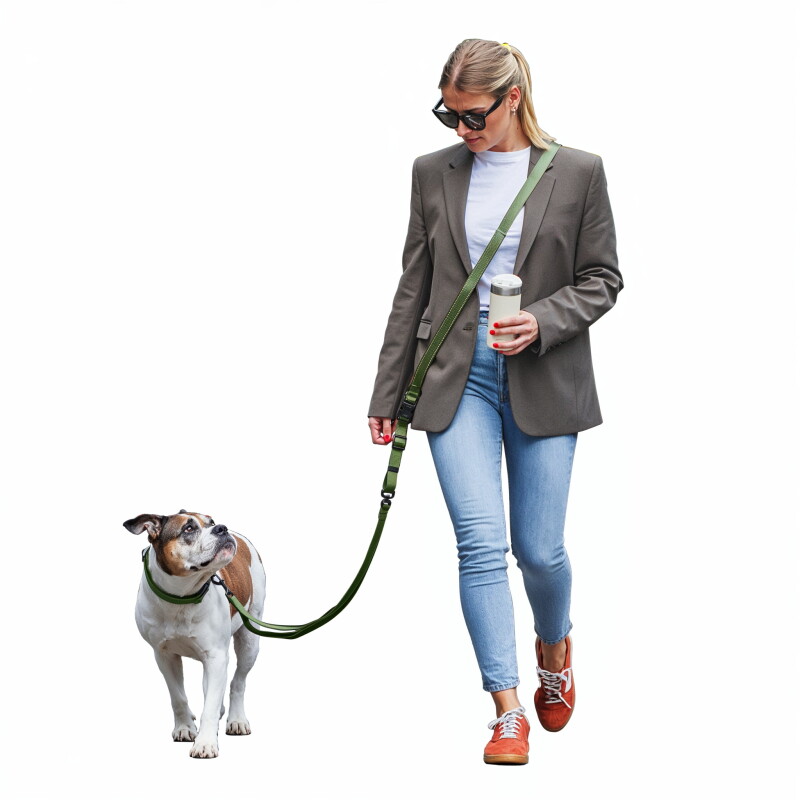 Freudentier UrbanFlow Umhängeleine, Hundeleine 3m oliv