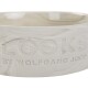 Keramische Haustierschüssel mit marmoriertem weißen Finish, mit eingeprägtem Text "LOOKS BY WOLFGANG JOOP."