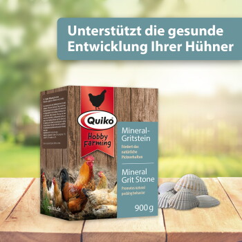 Quiko Hobby Farming Mineral-Grit-Stein 900 g Packung mit Hühnern und Muscheln