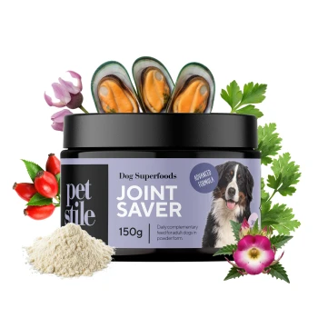 Pet Stile Joint Saver Hundesuperfood-Pulver 150g mit Muscheln, Kräutern und Blumen, fortschrittliche Formel für erwachsene Hunde.
