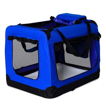 Lionto Hundetransportbox – faltbar – blau XL