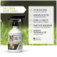Eine Flasche "REAVET+ FLOH SPRAY" zum Schutz vor Flöhen, mit einem Hundebild und der Hervorhebung von Wirksamkeit und Premiumqualität, hergestellt in Deutschland.