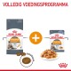 Royal Canin Hair & Skin hondenvoer verpakking met droge brokjes en natvoer op een bord, met de tekst 'Volledig Voedingsprogramma'.