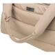 Beige Tragetasche für Haustiere mit gepolsterten Seiten und einem Griff, mit einem kleinen Trixie-Logo-Anhänger.