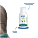 Canina-Flasche mit Aufschrift 'Dorsch Lebertran 100% rein' für Hunde & Katzen vor blauem Hintergrund; sichtbarer Text 'Für eine ausgeglichene B.A.R.F.-Mahlzeit'.