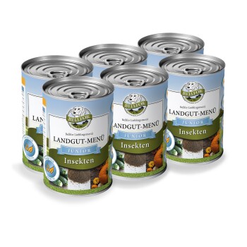 Hundefutter Nass mit Insekten für Welpen - Landgut-Menü Junior - 6x400g