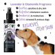 Bugalugs Lavendel- & Kamille-Deodorierungsspray für Hunde, mit dem Gesicht eines Beagles. Beruhigt die Haut, erfrischt, deodoriert und beruhigt Angst.