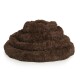Ein plüschiges, rundes, braunes Haustierbett mit einer weichen, flauschigen Textur, entworfen für Komfort und Entspannung.