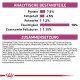 Nährwertkennzeichnung für Haustierfutter mit Details zu Protein (7,5%), Fett (6,5%), Feuchtigkeit (78%) und essentiellen Fettsäuren (1,15%).