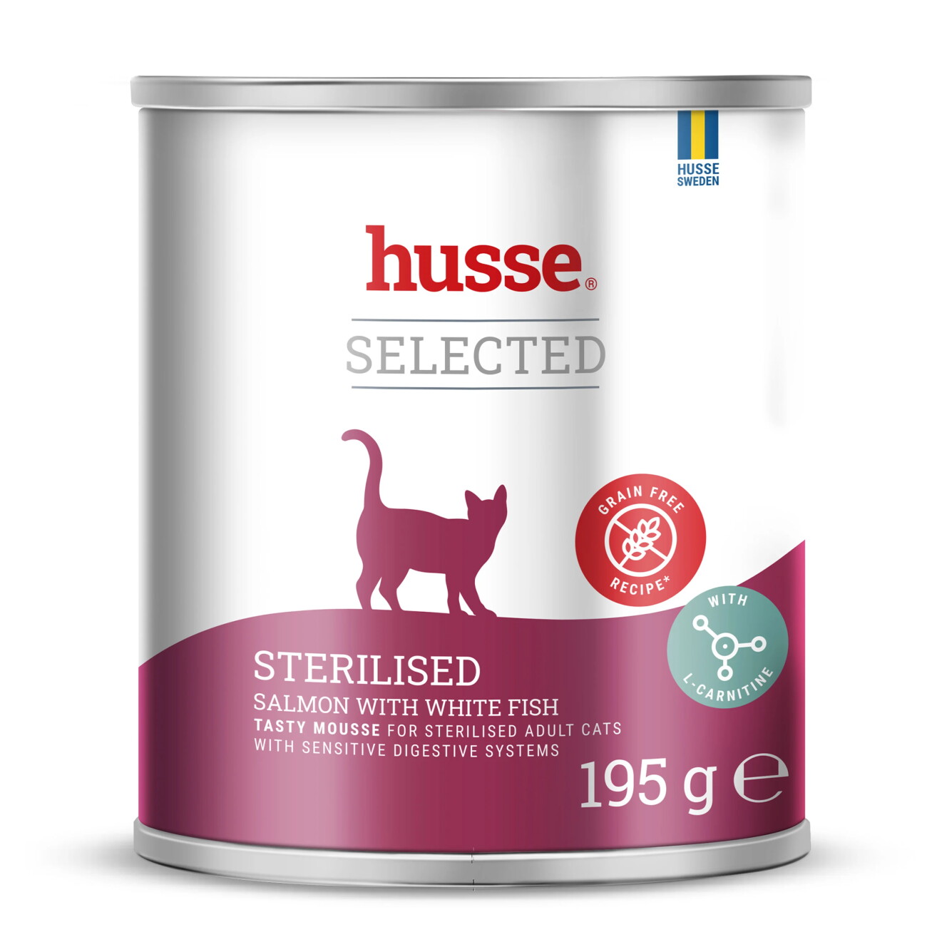husse 12 Dosen je 195 g. (2.34 kg) Sterilised, Lachs mit Weißfisch Gourmet-Rezeptur ohne Getreide in samtiger Mousse