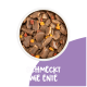 Haustierfutteranzeige mit "Schmeckt wie Ente", die Vorteile hervorhebt: hohe Akzeptanz, Muskelunterstützung, glutenfrei, gesunde Haut, Zähne und Knochen.